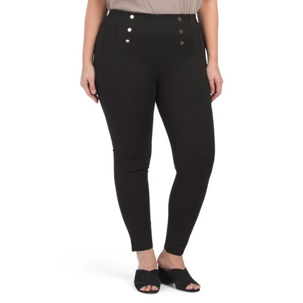 ZARA Button Black Trouser Pants Women Size XL
